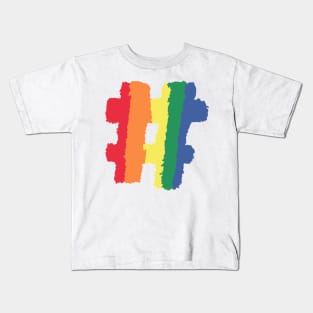 Colorful Rainbow Color Hashtag # LGBT LGBTQ Sign Kids T-Shirt